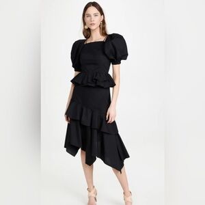 Ulla Johnson Marie Black Tiered Midi Dress
